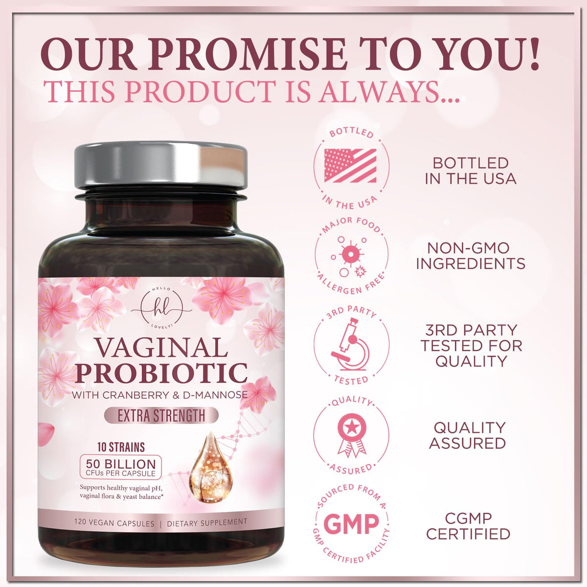 Women’s Vaginal Probiotic, 50 Billion CFU – 120 Count