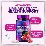 D-Mannose 1300mg with Cranberry - Urinary Tract Support - 120 Capsules