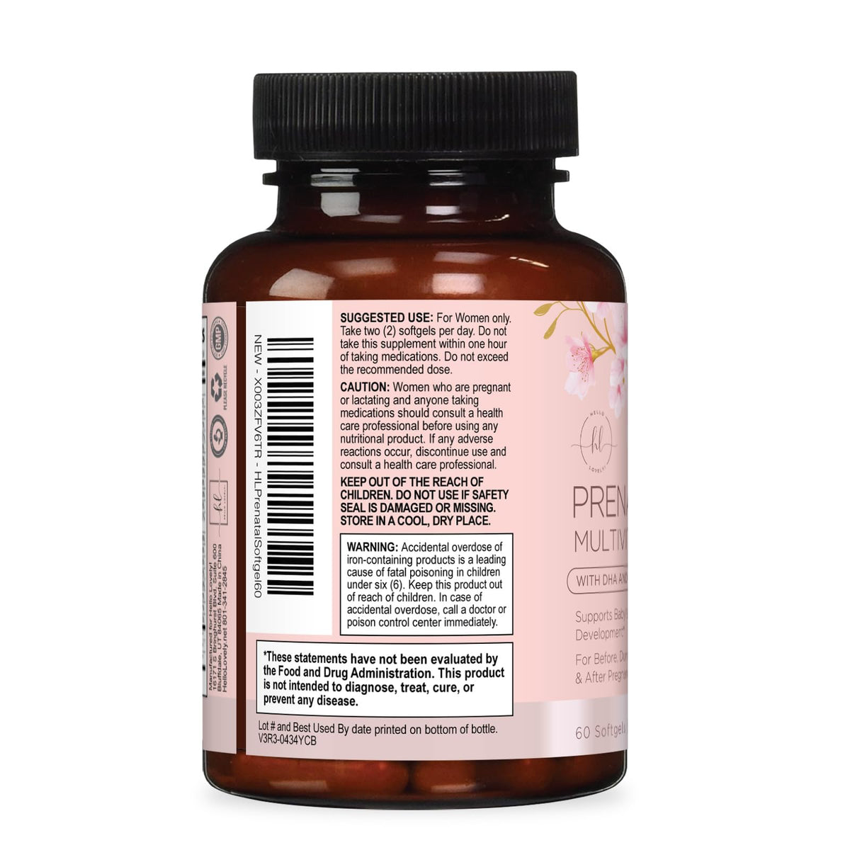 Prenatal Multivitamin with Folic Acid, DHA + Iron – 60 Count