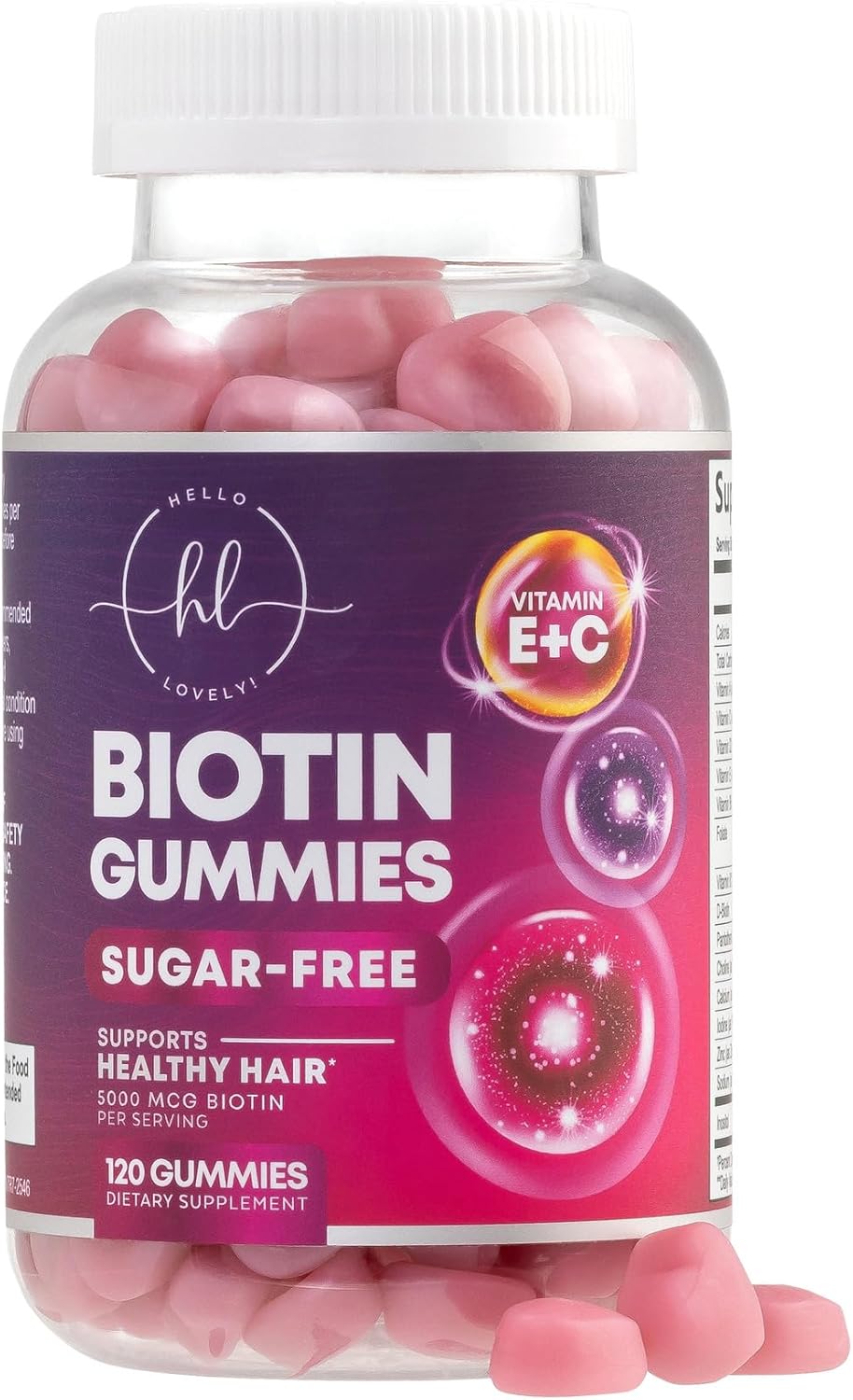 Hair Growth Vitamins Biotin 5000 mcg Supports Women's Thicker Hair, Premium Vegetarian, Non-GMO, Stronger Beautiful Skin & Nails, Lovely Hair Vitamin Supplement - 120 Count