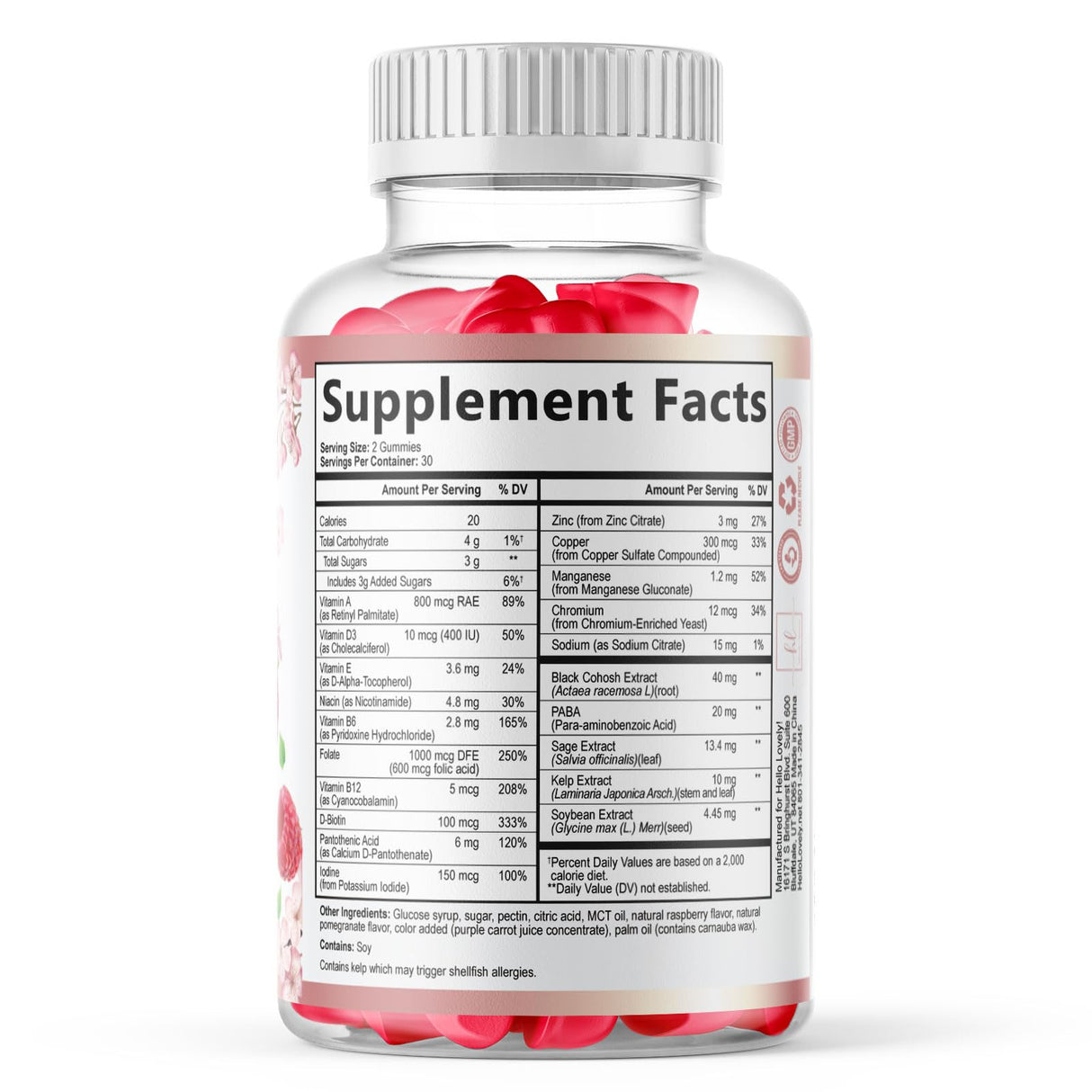 Complete Menopause Supplements for Women Gummy - Multibenefit Menopause Relief Gummies, Natural Hot Flash and Night Sweats Support - Energy Support Supplement, Raspberry Pomegranate