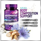 Akkermansia Probiotic Supplement with Prebiotic Inulin Fiber - 2 Billion AFU to Support GLP-1 Production, Digestive Health, Immune Support - Akkermansia Muciniphila Good Gut Health - 120 Count
