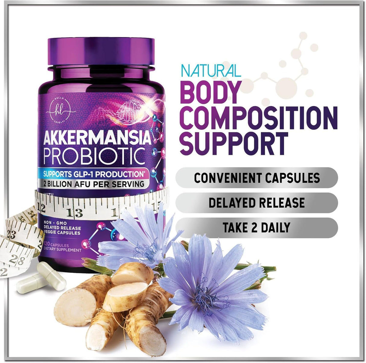 Akkermansia Probiotic with Prebiotic Fiber â€“ 120 Capsules