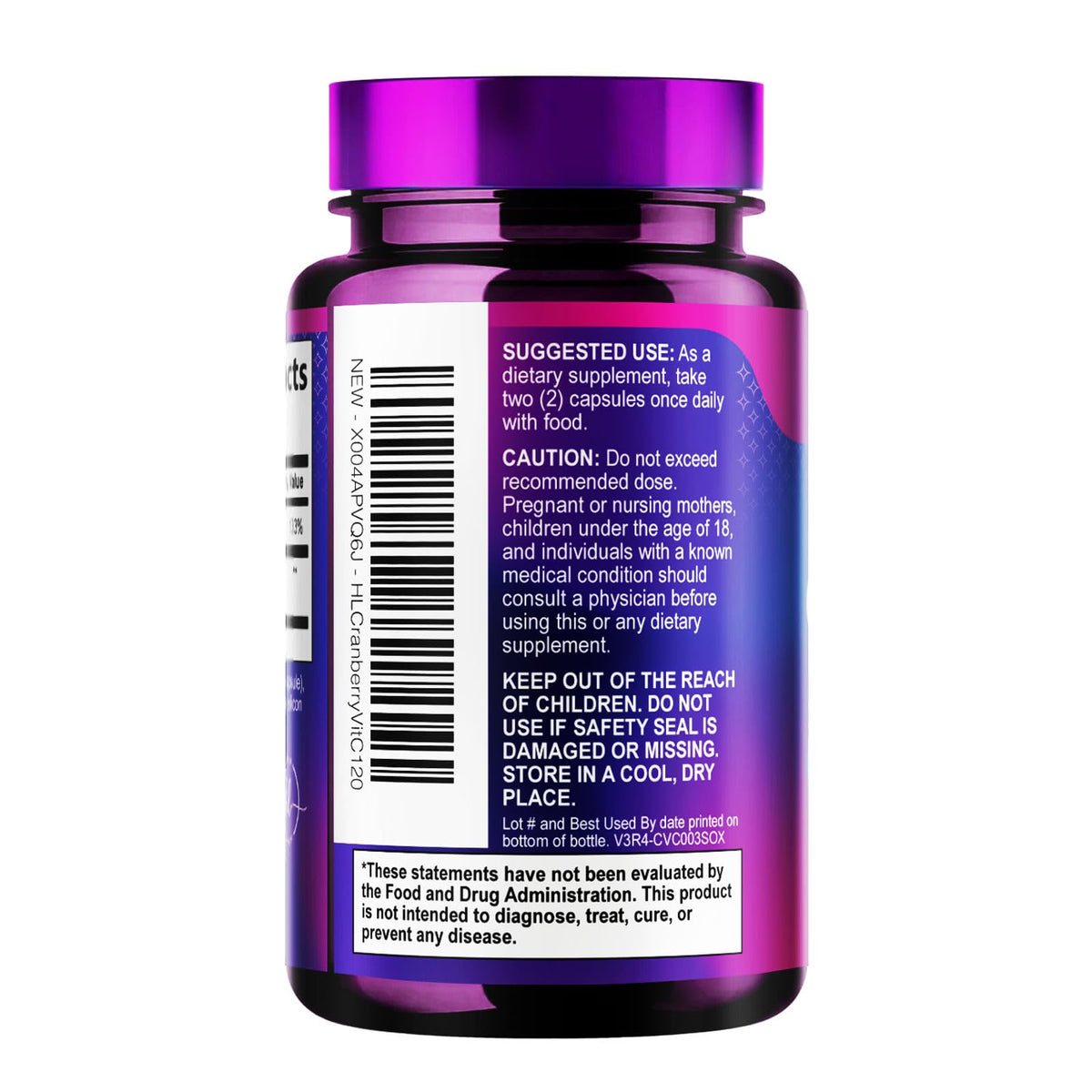 Cranberry Extract + Vitamin C, 25,000 mg Formula – 120 Count