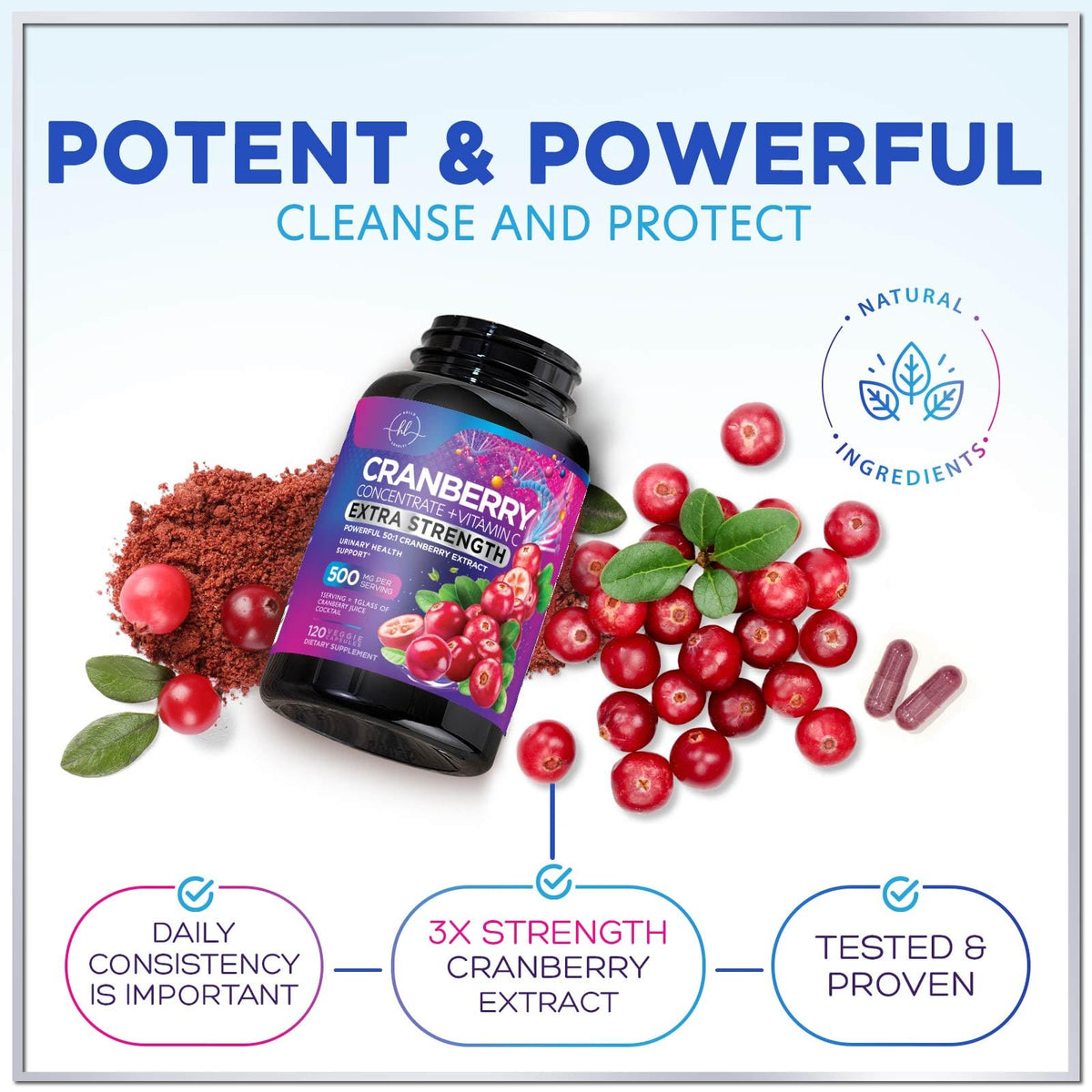 Cranberry Extract + Vitamin C, 25,000 mg Formula – 120 Count