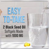 Premium Black Seed Oil Capsules - Extra Strength 1000mg - 100% Blackseed Oil for Immune Support & Skin Health (Non-GMO & Vegan) Pure Cold-Pressed Nigella Sativa Black Cumin Seed Oil