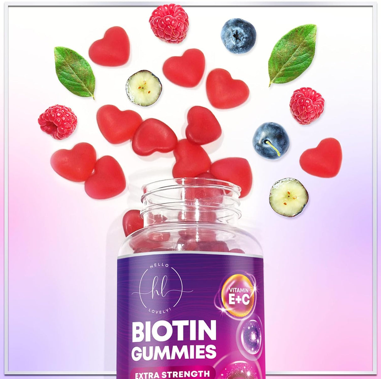 Hair Growth Vitamins Biotin 5000 mcg Supports Women's Thicker Hair, Premium Vegetarian, Non-GMO, Stronger Beautiful Skin & Nails, Lovely Hair Vitamin Supplement