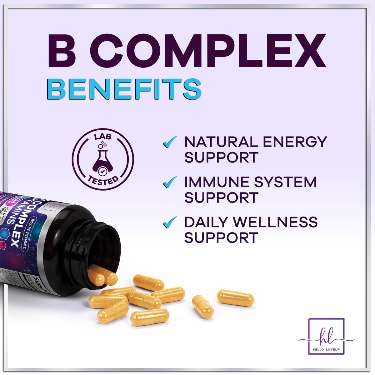 B-Complex with Vitamin C + Folic Acid – 60 Capsules