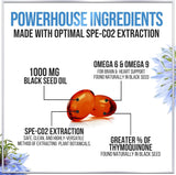 Premium Black Seed Oil Capsules - Extra Strength 1000mg - 100% Blackseed Oil for Immune Support & Skin Health (Non-GMO & Vegan) Pure Cold-Pressed Nigella Sativa Black Cumin Seed Oil