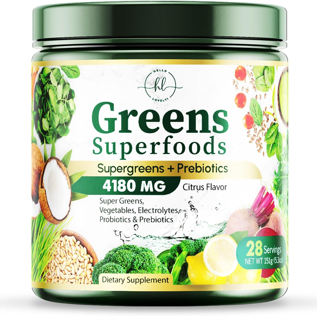 Greens Blend Superfood - Super Greens Powder Smoothie Mix for Energy & Digestive Health Support with Probiotics, Organic Spirulina, Chlorella, Beet Root Powder, Vegan Superfood Powder