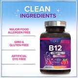 B 12 Vitamin Chewables 1000 mcg - B12 Complex with Heart & Nerve Energy Health Support - Vitamin B-12 Complex for Adults with Immune Health Support - Gluten & Dairy Free