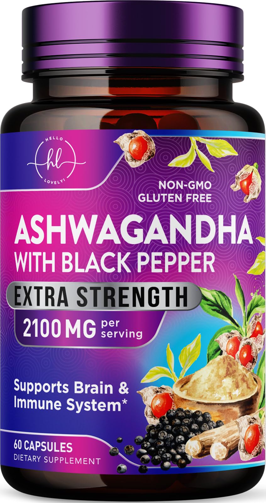 Ashwagandha with Black Pepper, 2,100 mg – 60 Count