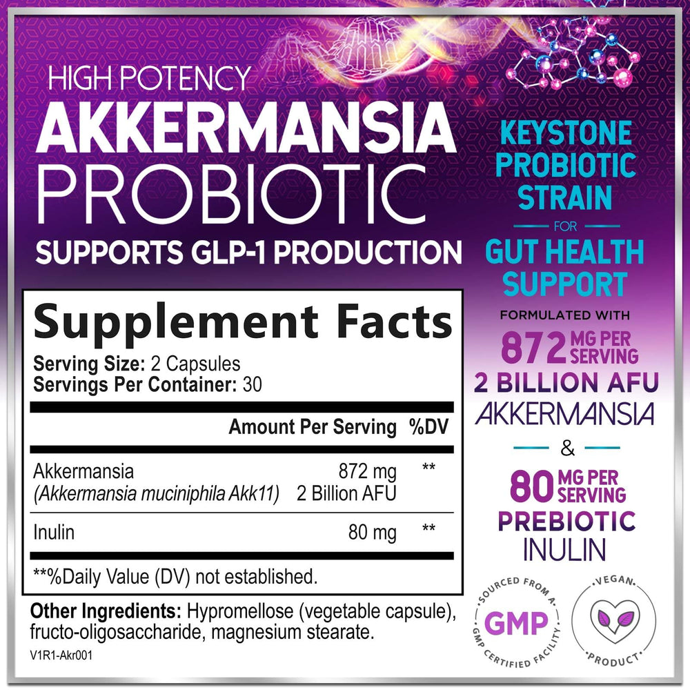 akkermansia glp 1 probiotic Akkermansia Probiotic Supplement with Prebiotic Inulin Fiber