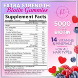 Hair Growth Vitamins Biotin 5000 mcg Supports Women's Thicker Hair, Premium Vegetarian, Non-GMO, Stronger Beautiful Skin & Nails, Lovely Hair Vitamin Supplement