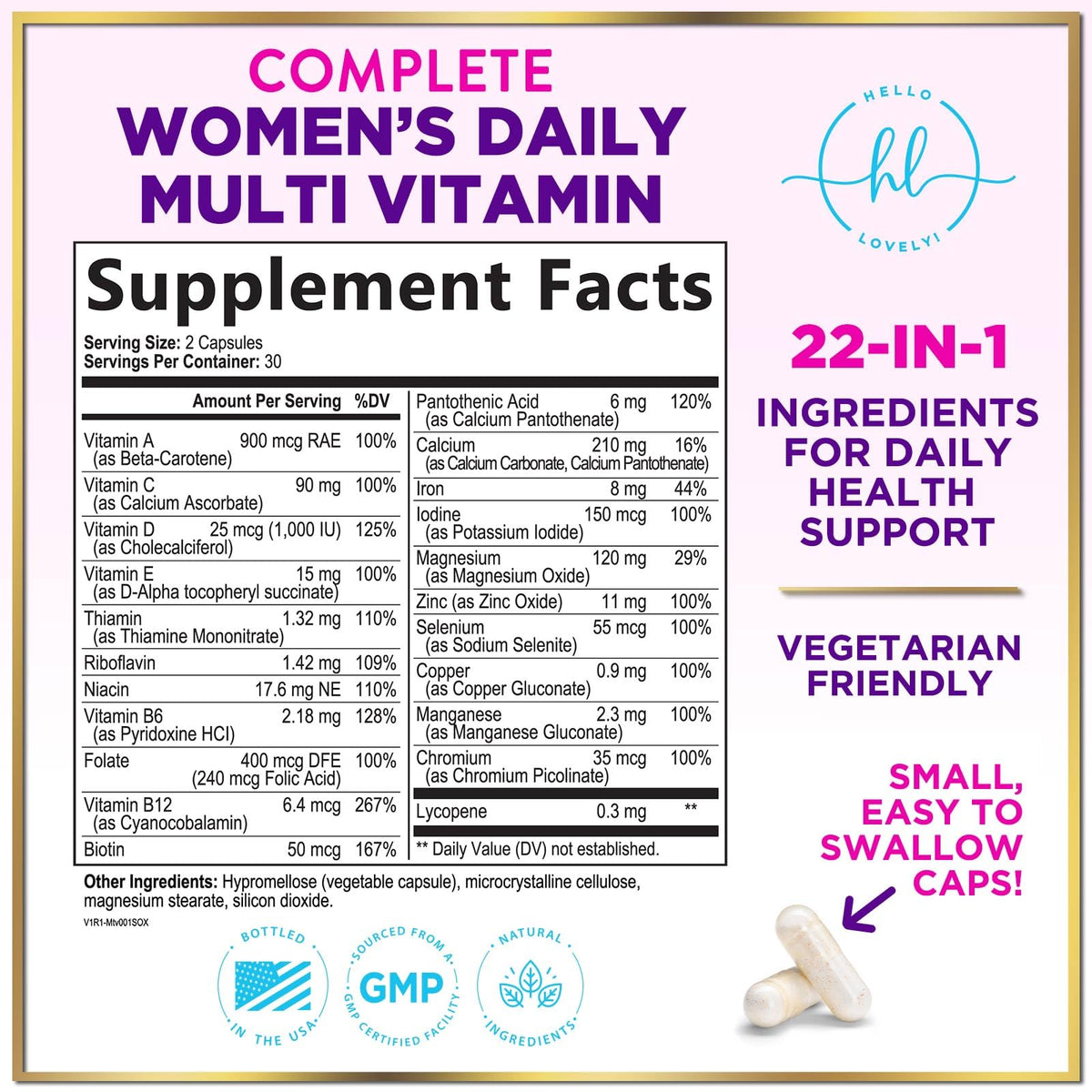 3X Strength Women’s Multivitamin with Iron + Biotin – 60 Capsules