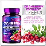 Cranberry Supplement 25,000mg Formula + Vitamin C â€“ Urinary Tract Health Support for Women & Men, 50:1 Whole Fruit Cranberry Extract Pills for Women, Sugar-Free, Non-GMO, Gluten-Free - 120 Capsules