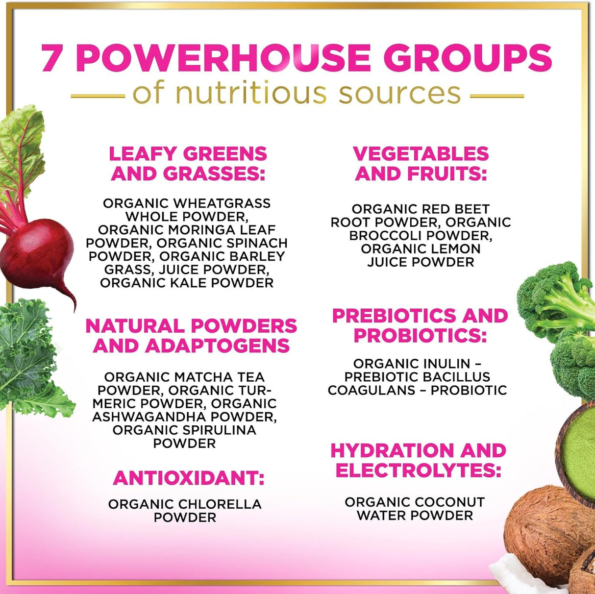 Greens Blend Superfood - Super Greens Powder Smoothie Mix for Energy & Digestive Health Support with Probiotics, Organic Spirulina, Chlorella, Beet Root Powder, Vegan Superfood Powder