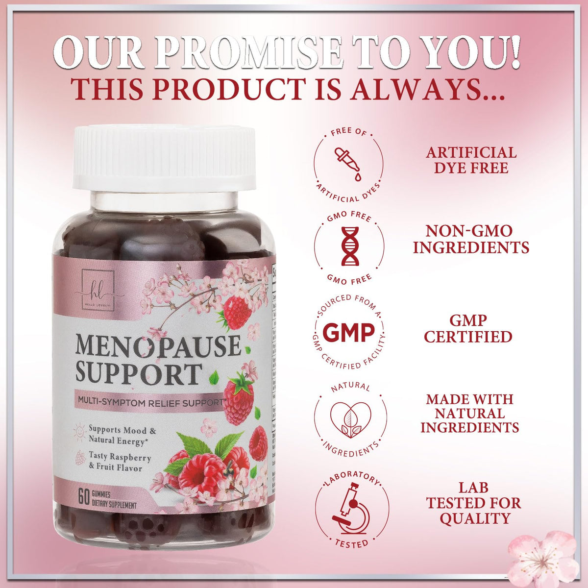 Complete Menopause Support Gummies, Raspberry Pomegranate