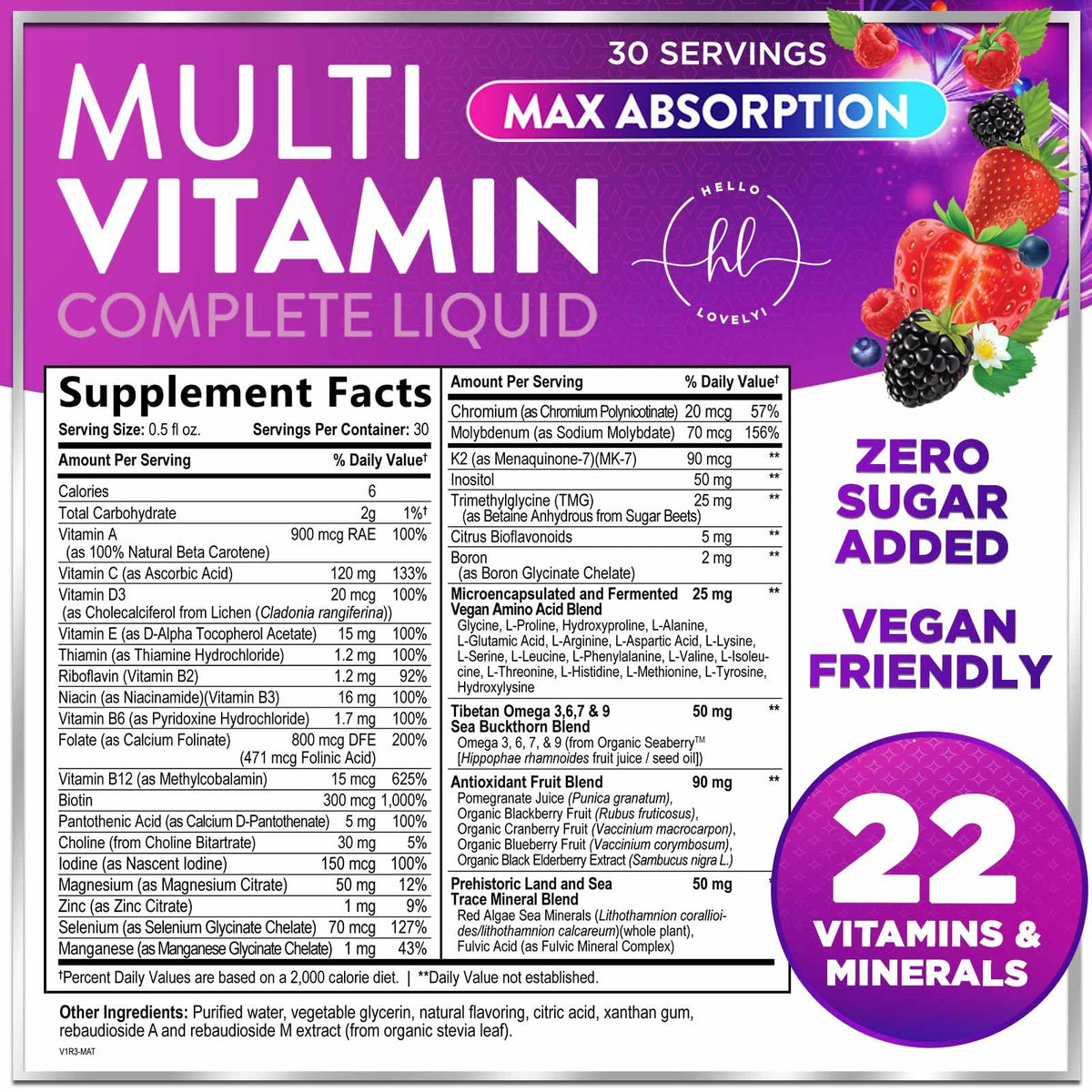 Daily Liquid Multivitamin, Berry – 15 fl oz