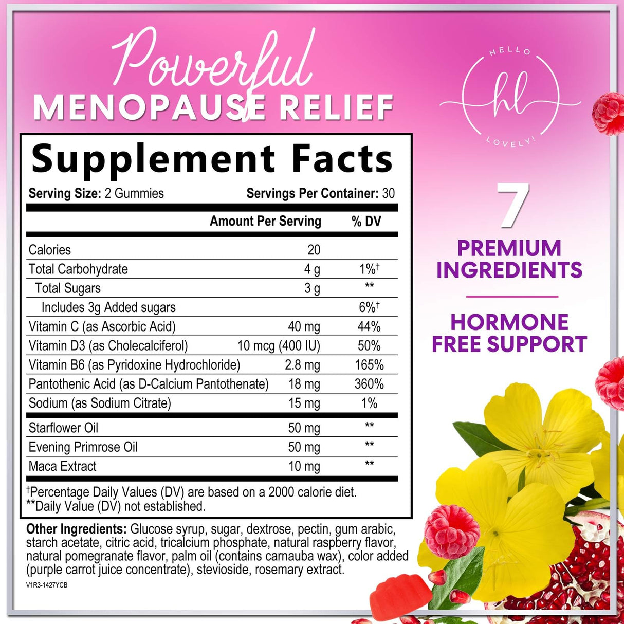 Menopause Supplements for Women - Menopause Relief Gummies, Natural Hot Flash and Night Sweats Support - Energy and Mood Support Supplement, Tasty Raspberry Pomegranate Flavored