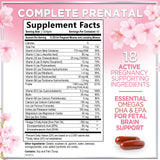 Prenatal Vitamins For Women With Folic Acid, DHA & Iron - Women's Prenatal Multivitamin, Essential Pre Natal Vitamins with Folate, Omega 3, D3, B12, Pregnancy Supplement for Mom & Baby - 120 Softgels