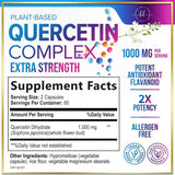 Quercetin Supplement - 500 mg Quercetin Capsules for Heart Health & Immune Support, Extra Strength Quercetin 1000mg Serving, Antioxidant & Respiratory Health, Gluten Free, Non-GMO