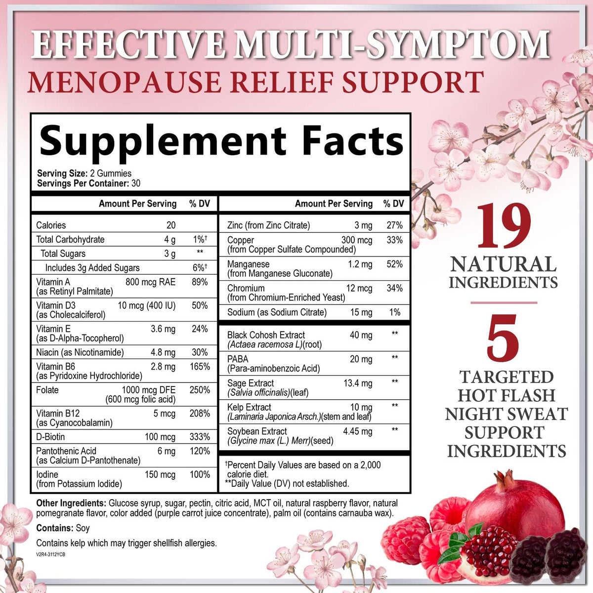 Complete Menopause Support Gummies, Raspberry Pomegranate