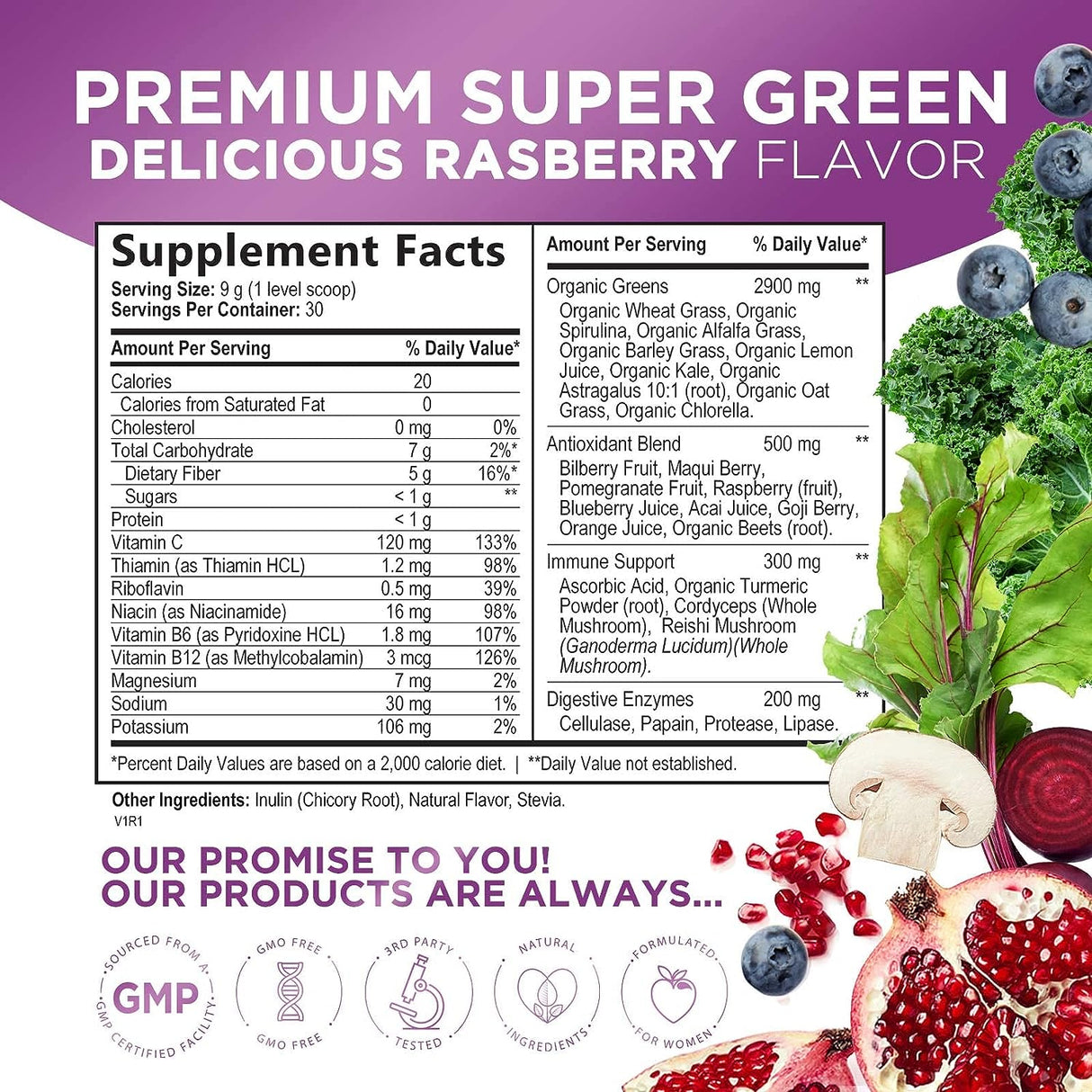 Hello Lovely! Super Greens Powder - Premium Superfood Organic Green & Reds Smoothie Mix - Spirulina, Chlorella, Wheat Grass, Digestive Enzymes & Antioxidant Supplement, Vegan, Non-GMO