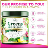 Greens Blend Superfood - Super Greens Powder Smoothie Mix for Energy & Digestive Health Support with Probiotics, Organic Spirulina, Chlorella, Beet Root Powder, Vegan Superfood Powder