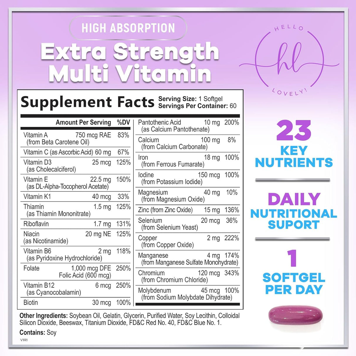 Womens Complete Multivitamin - Once Daily Women's Multi with Vitamin A, B6, B12, C, D, Biotin, Folate, Iron & Zinc, Energy & Immune Health Support, Gluten-Free Multivitamin for Women - 60 Count