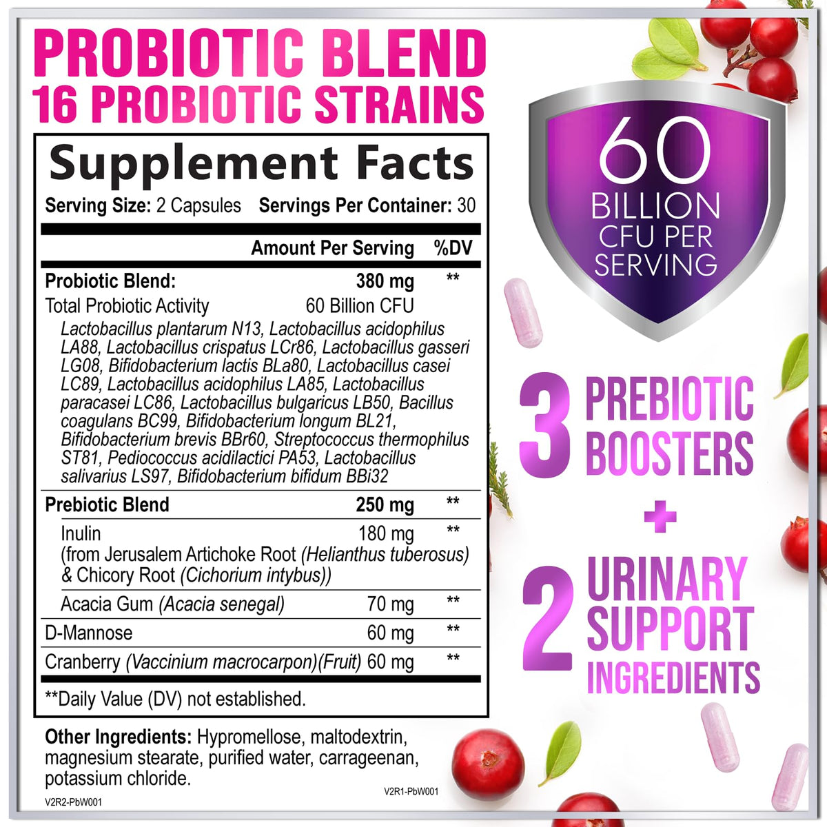 Women’s Probiotic, 50 Billion CFU + Cranberry – 60 Count