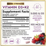 Vitamin D3 5,000 IU + K2 MK-7 Chewables – 120 Tablets