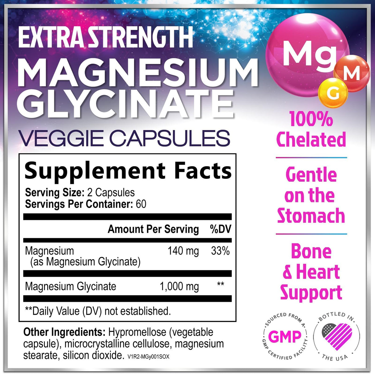 Magnesium Glycinate 1000mg | High Absorption | Chelated to Support Bone, Muscle, Nerves & Heart Health | Natural Sleep & Stress Support Women & Men | Vegan, Gluten & Soy Free, Non-GMO | 120 Capsules