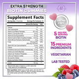 Hair Vitamins Gummy for Women with Biotin 5000 mcg, Sugar-Free Hair Growth Support with Vitamins E & C, Thicker, Stronger & Beautiful Hair, Skin & Nails, Hair Health Support Supplement - 120 Gummies