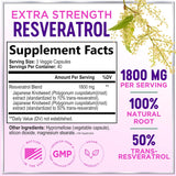 Resveratrol Supplement 1800mg - Extra Strength Antioxidant Complex for Healthy Aging & Immune Support, Heart Health & Cellular Energy Support, Bioavailable Trans-Resveratrol - 120 Vegan Capsules