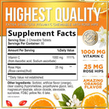 Hello Lovely! Extra Strength Vitamin C 1000 mg, with Rose HIPS Bioflavonoids, Dietary Supplement for Immune Support & Antioxidant Protection, Sugar Free, Non-GMO VIT C Capsules - 120 Count