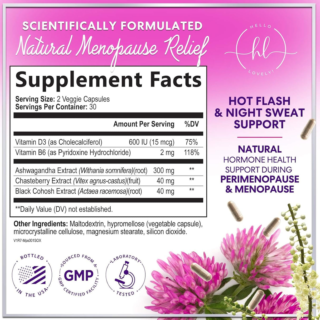 Menopause Supplements Extra Strength Hot Flash Support 1256 mg - Menopause Support for Women - Made in USA - Natural Black Cohosh, Dong Quai and Soy Isoflavones