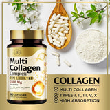 Collagen Peptides for Women & Men - Type I, II, III, V, X Multi Collagen, Hydrolyzed Collagen Supplement Supports Hair, Nail, Skin, Bone and Joint Health with Vital Nutrients & Proteins - 60 Count