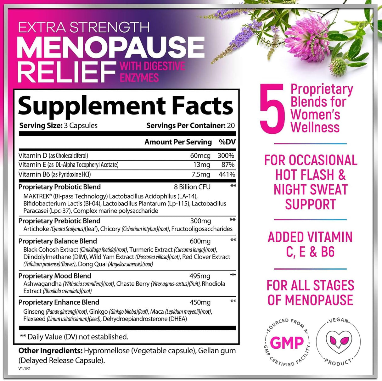 Hello Lovely! Menopause Supplements - 8 Billion CFU Menopause Probiotics for Women, Hot Flash & Night Sweats Support, Menopause Relief Probiotic for Vaginal, Digestive & Immune Support - 60 Count