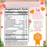Prenatal Multivitamin Gummy w/ Folic Acid + DHA, Prenatal Vitamins with Omega 3, Vitamins B6, B12, C, D3 & Folate for Pregnancy Support, Prenatal Gummies for Women, Non-GMO Gluten Free - 60 Count