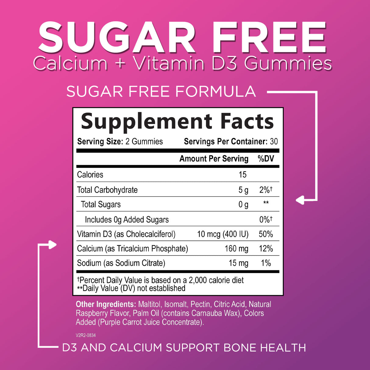 Premium Calcium Gummies - Sugar-Free + Vitamin D3, Bone Health & Immune Support, Supports Teeth & Bone Strength - Chewable Calcium Gummy Nutrition Supplement, Non-GMO, Berry Flavor Chews