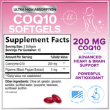 CoQ10 200mg Softgels - Ultra High Absorption, Antioxidant for Heart Health & Energy Production Support - Coenzyme Q10 Co Q 10 Vitamins and Supplements 100mg Each - Non GMO & Gluten Free - 120 Count