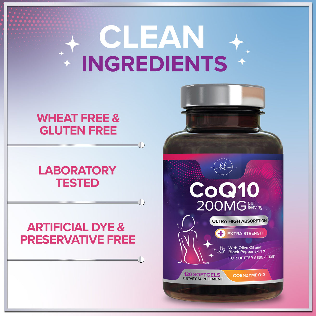 CoQ10 200mg Softgels - Ultra High Absorption, Antioxidant for Heart Health & Energy Production Support - Coenzyme Q10 Co Q 10 Vitamins and Supplements 100mg Each - Non GMO & Gluten Free - 120 Count
