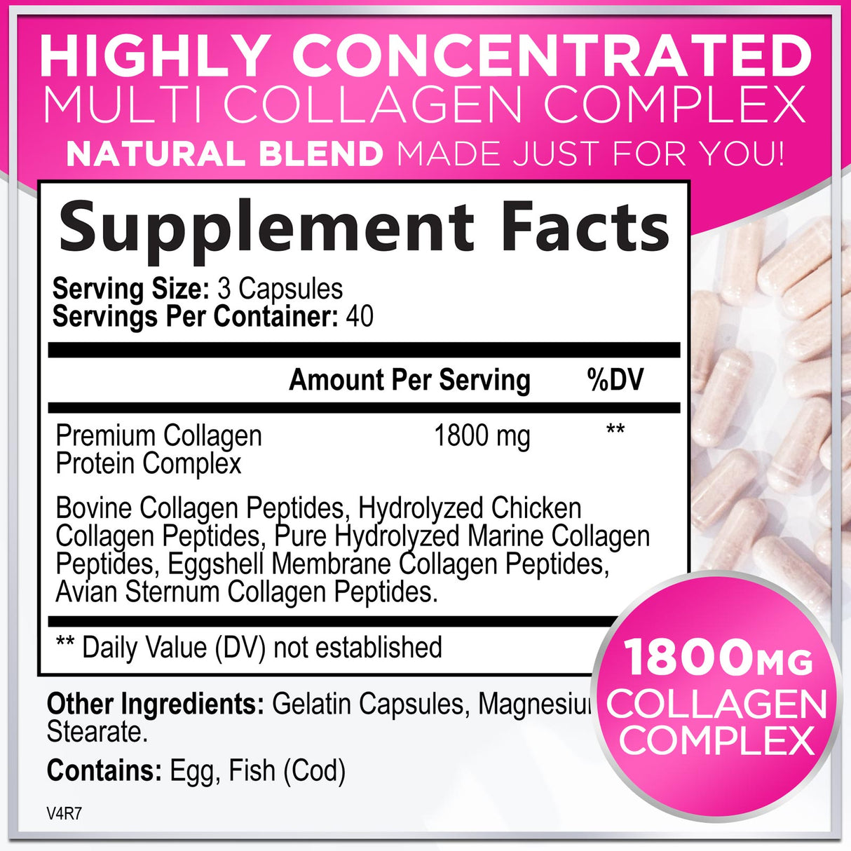 Multi Collagen Peptides - Extra Strength Collagen Supplement, Supports Healthy Skin, Hair, Nails & Joints, Hydrolyzed Collagen Complex Type I, II, III, V & X - Grass Fed, Non GMO