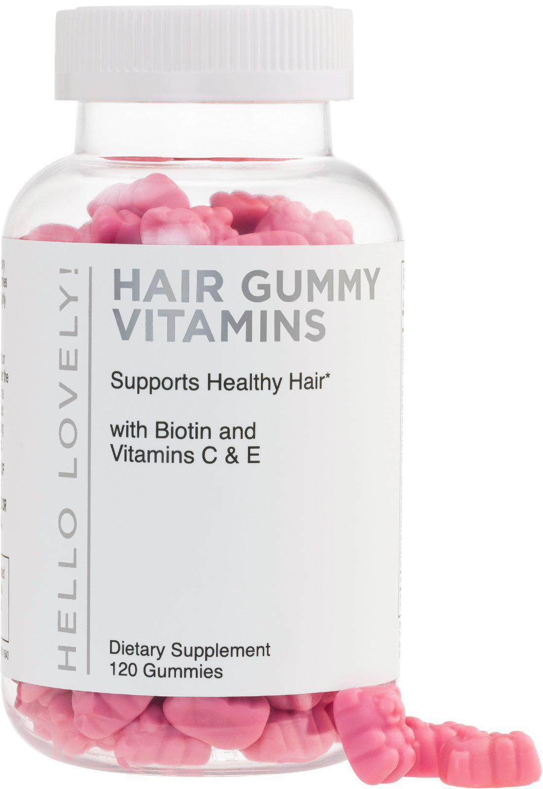 Hello Lovely Hair Vitamins Gummies with Biotin 5000 mcg Vitamin E & C Support Hair Growth, Premium Vegetarian, Non-GMO, for Stronger, Beautiful Hair & Nails, Red Berry Supplement