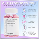 Hello Lovely Hair Vitamins Gummies with Biotin 5000 mcg Vitamin E & C Support Hair Growth, Premium Vegetarian, Non-GMO, for Stronger, Beautiful Hair & Nails, Red Berry Supplement