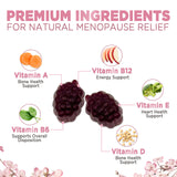 Complete Menopause Supplements for Women Gummy - Multibenefit Menopause Relief Gummies, Natural Hot Flash and Night Sweats Support - Energy Support Supplement, Raspberry Pomegranate