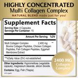 Collagen Peptides for Women & Men - Type I, II, III, V, X Multi Collagen, Hydrolyzed Collagen Supplement Supports Hair, Nail, Skin, Bone and Joint Health with Vital Nutrients & Proteins - 60 Count