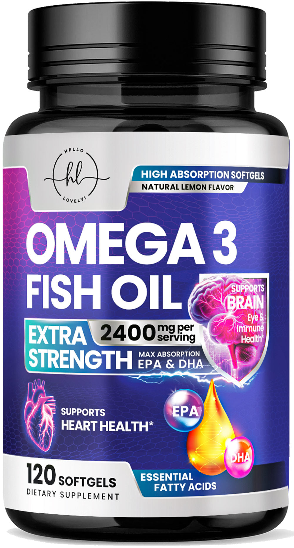Omega 3 Fish Oil Triple Strength 2400 mg Rapid Release Softgels