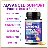 Omega 3 Fish Oil Triple Strength 2400 mg Rapid Release Softgels, Omega-3 Supplements, Natural Brain Heart Joint Health & Immune Support - Fatty Acids with EPA & DHA - Fish Oil Supplement